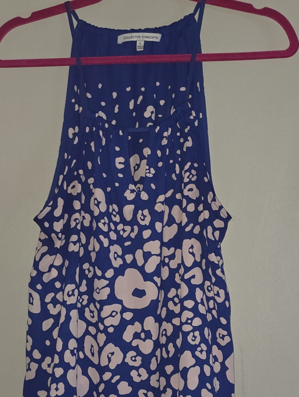 Collective Concepts Royal Blue and Light Pink Halter Print Top